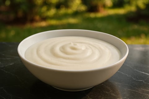 Crème béchamel classique parfaitement émulsionnée et bien nappante.